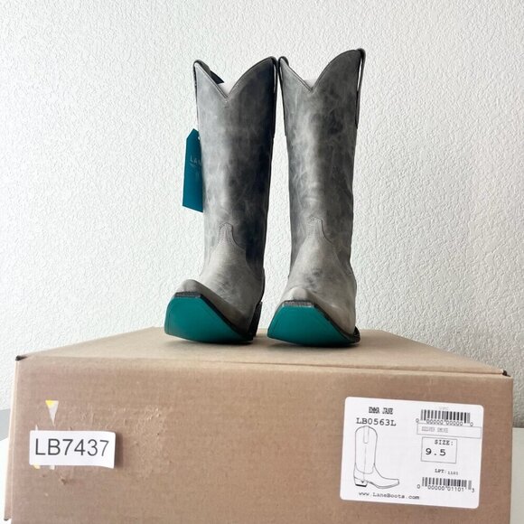 Lane EMMA JANE Womens Cowboy Boots 9.5 Gray Leather Western Cowgirl Mid Calf - Picture 12 of 13